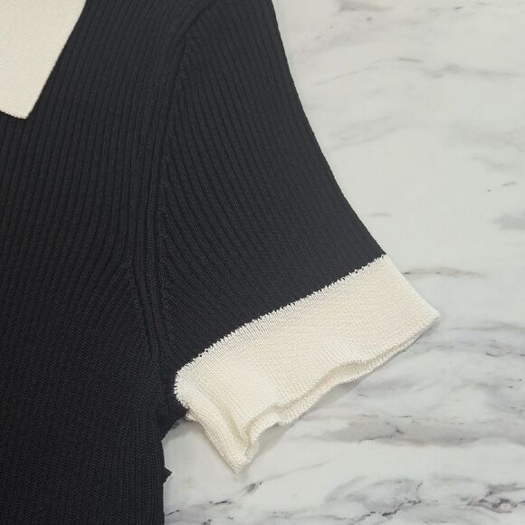 Alice + Olivia Womens Polo in Black and Cream - Picture 3 of 11